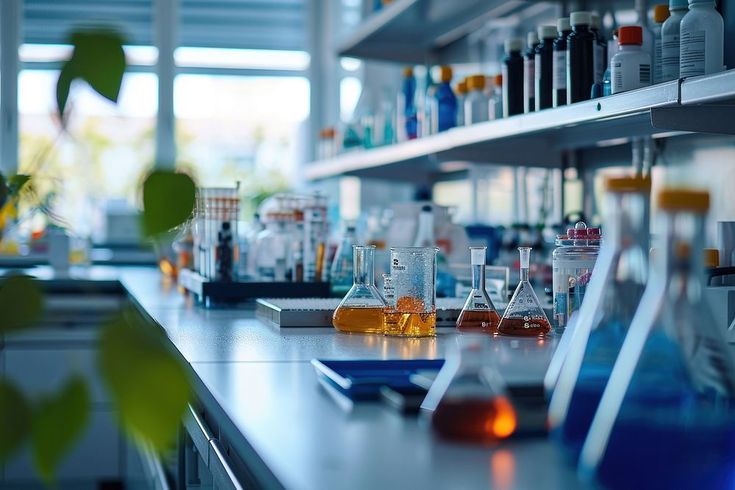 Laboratorio con reactivos